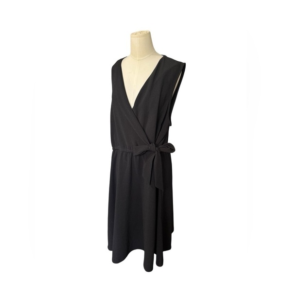 EUC Lane Bryant Black A-Line Midi Dress 18/22 Belt Formal Sleeveless - Picture 3 of 5